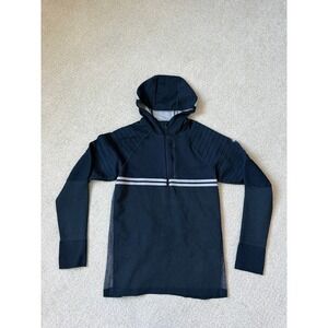 Smartwool Intraknit Merino Wool 1/4 Zip Base Layer Hoodie Men's Small Blue Gray